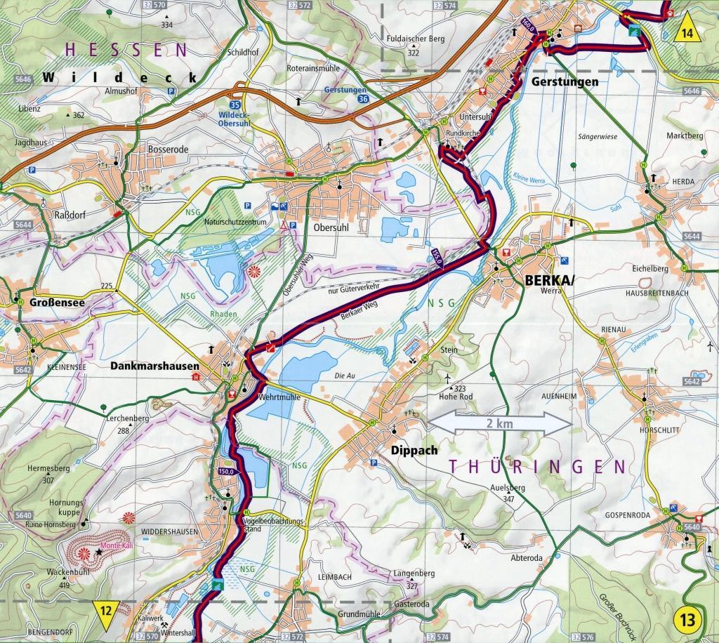 Beispielinhalt (Bild) Radwanderkarte Werratal-Radweg, Werraquellen - Hann. Münden 1 : 50 000