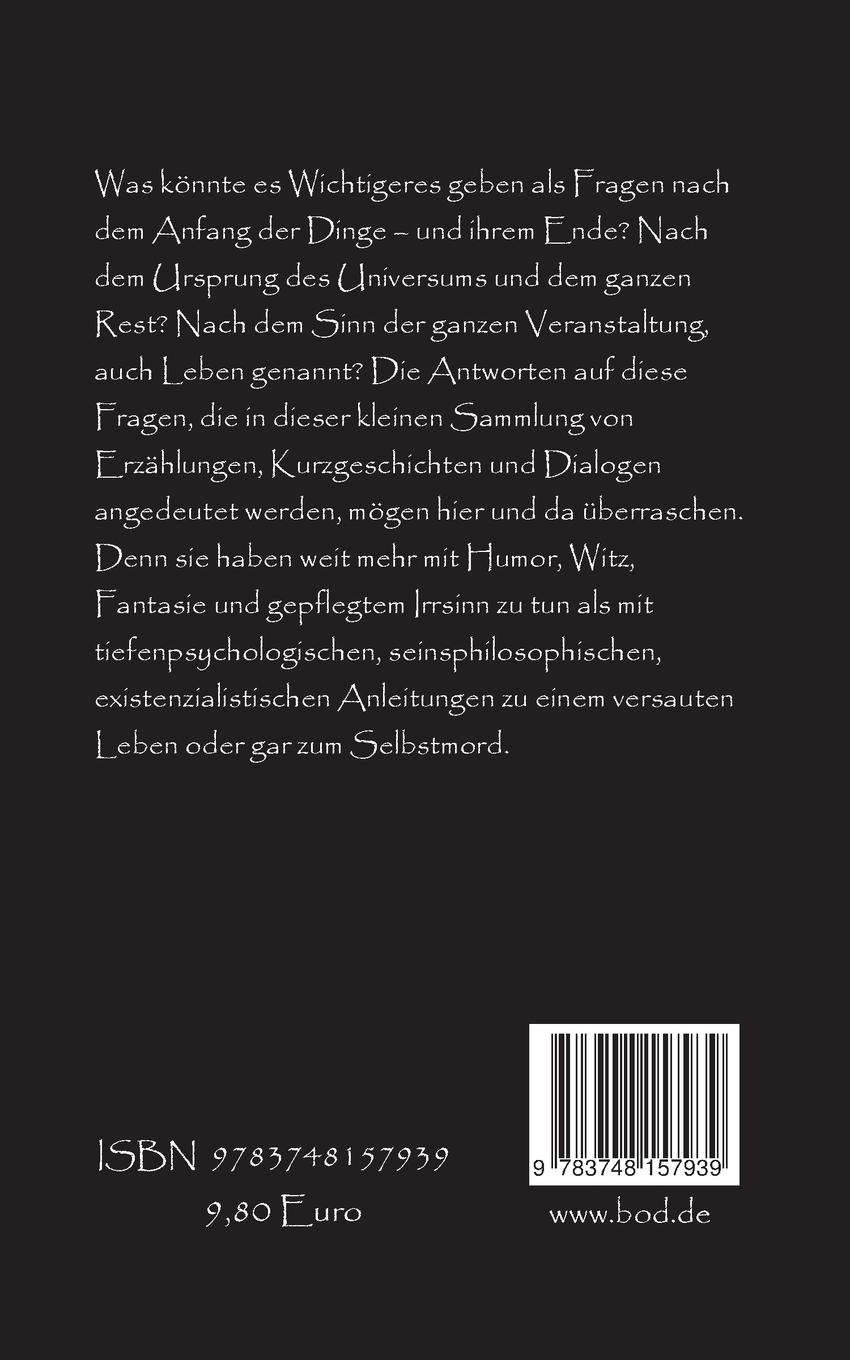 Rückseitencover Vom Anfang und vom Ende