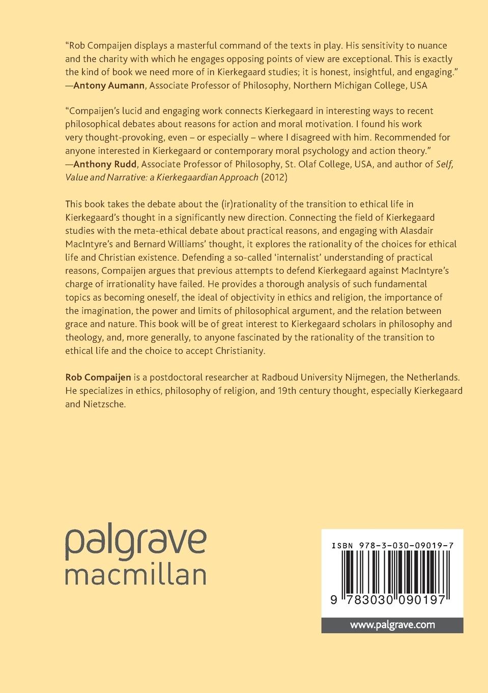 Rückseitencover Kierkegaard, MacIntyre, Williams, and the Internal Point of View