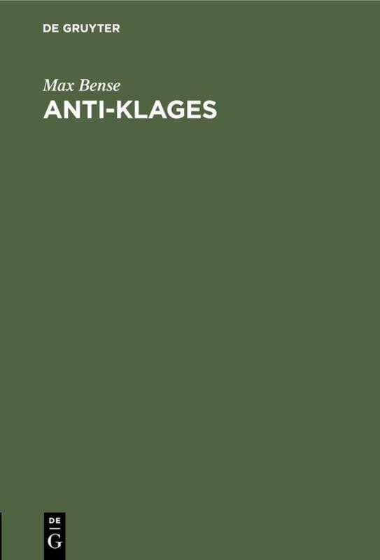 Vorderes Coverbild Anti-Klages
