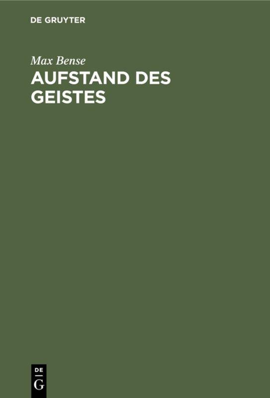 Vorderes Coverbild Aufstand des Geistes