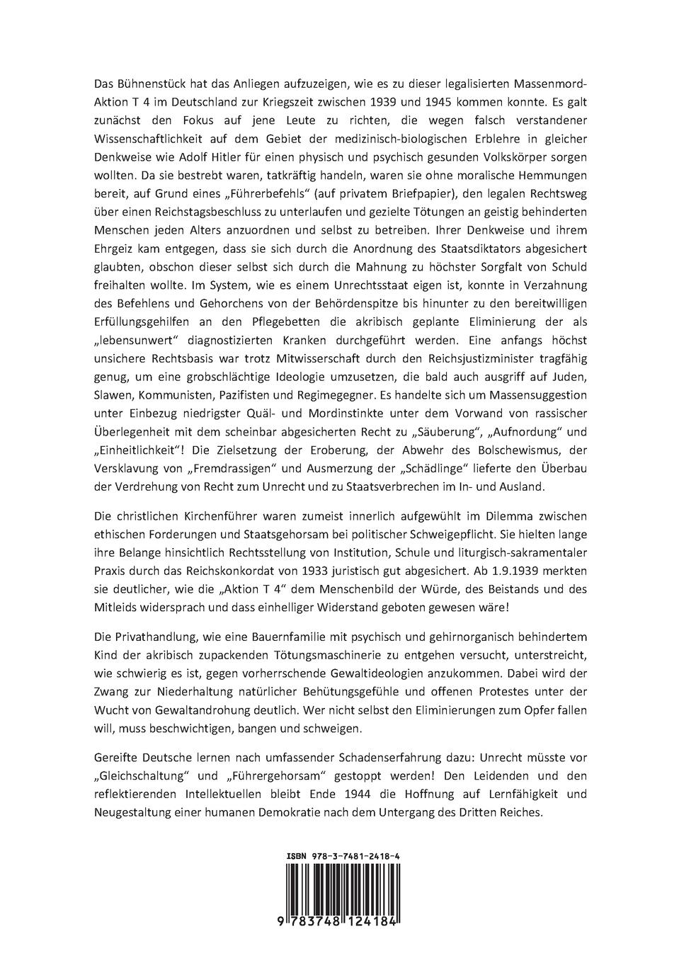 Rückseitencover Aktion T4 - Legalisierter Massenmord im 20. Jahrhundert