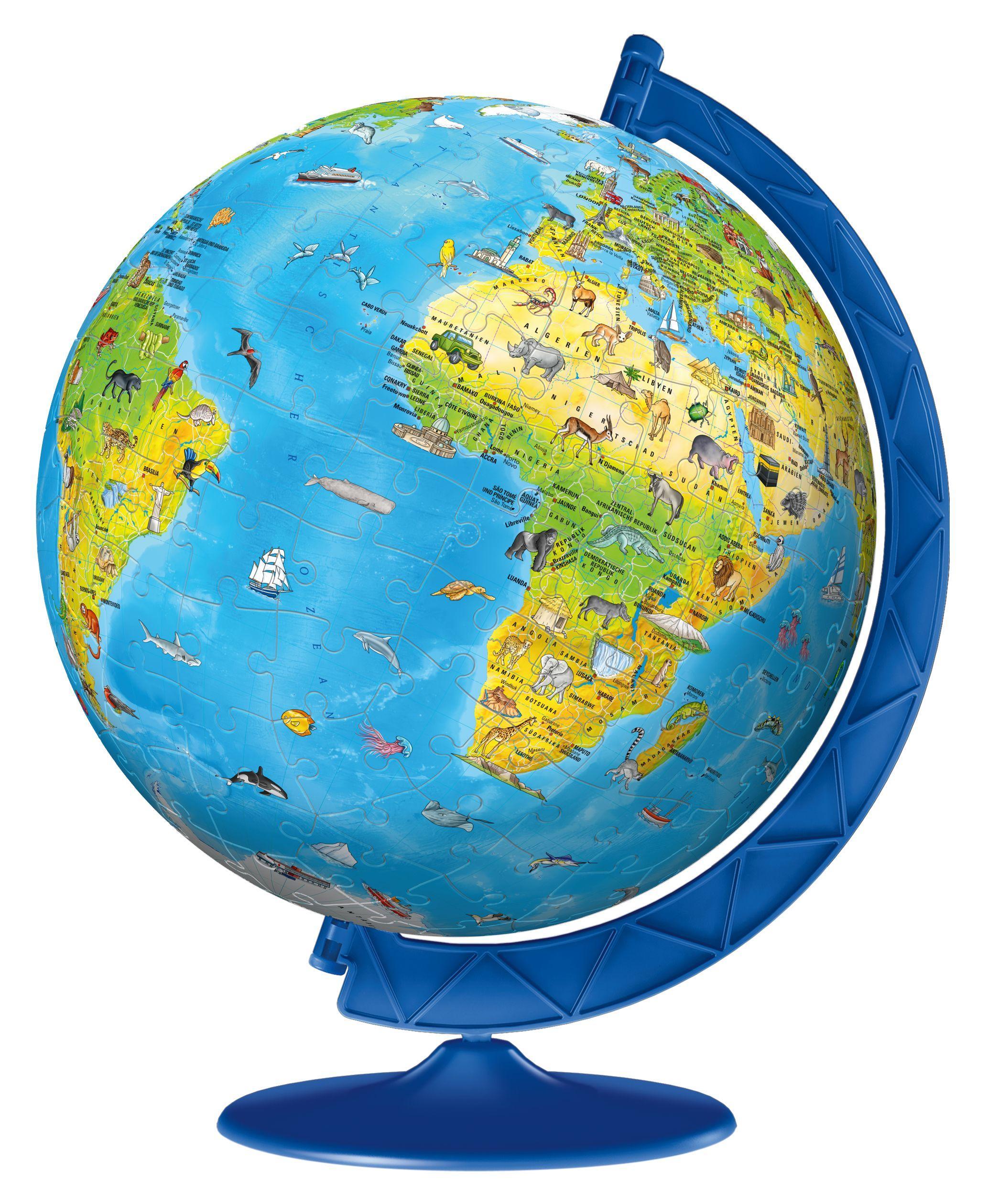 Beispielinhalt (Bild) Kinderglobus in deutscher Sprache. Puzzleball 180 Teile