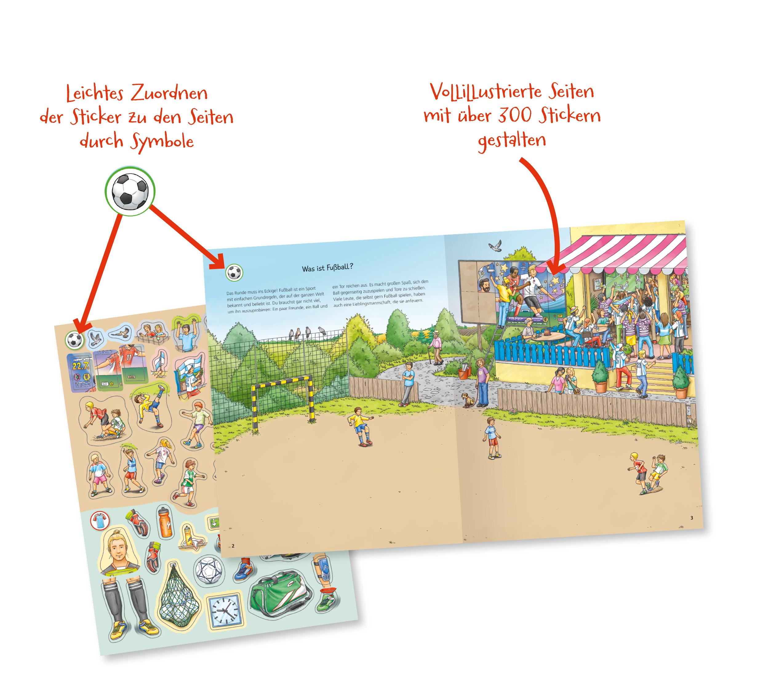 Beispielinhalt (Bild) Wieso? Weshalb? Warum? Stickerheft: Fußball