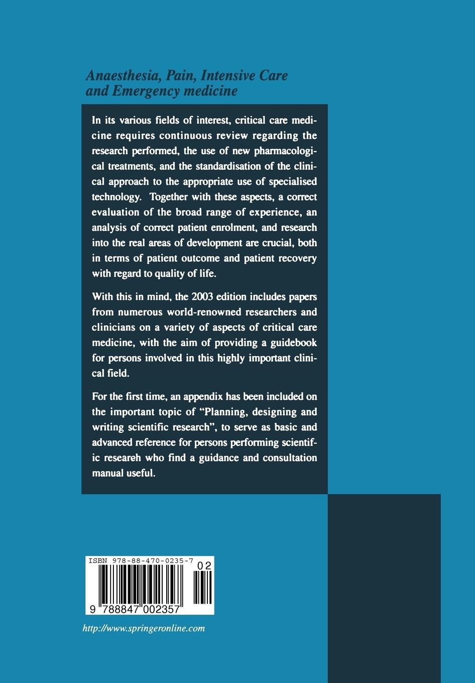 Rückseitencover Anaesthesia, Pain, Intensive Care and Emergency Medicine -- A.P.I.C.E.