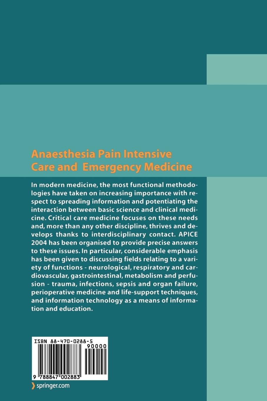 Rückseitencover Anaesthesia, Pain, Intensive Care and Emergency Medicine - A.P.I.C.E.