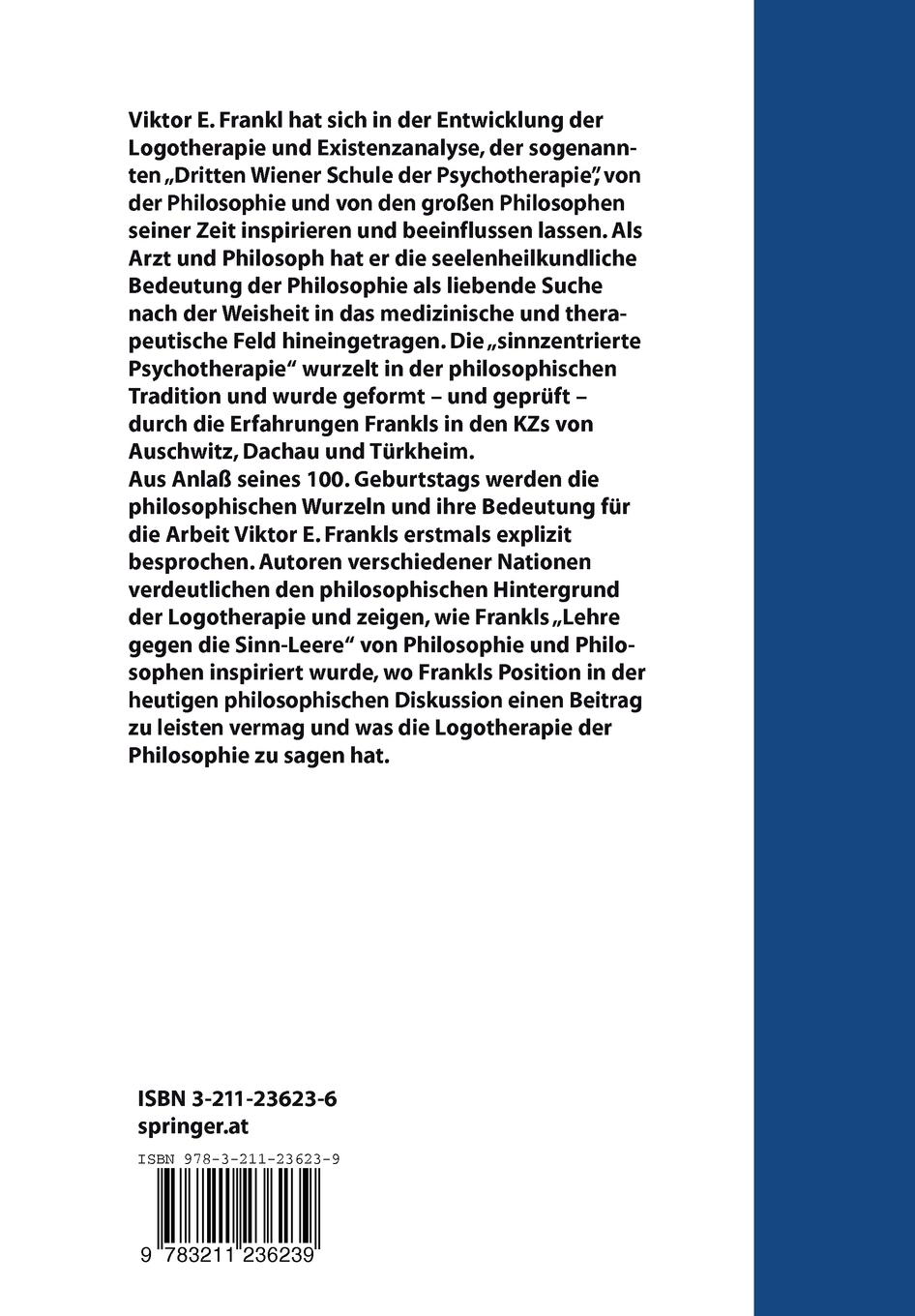 Rückseitencover Viktor Frankl und die Philosophie