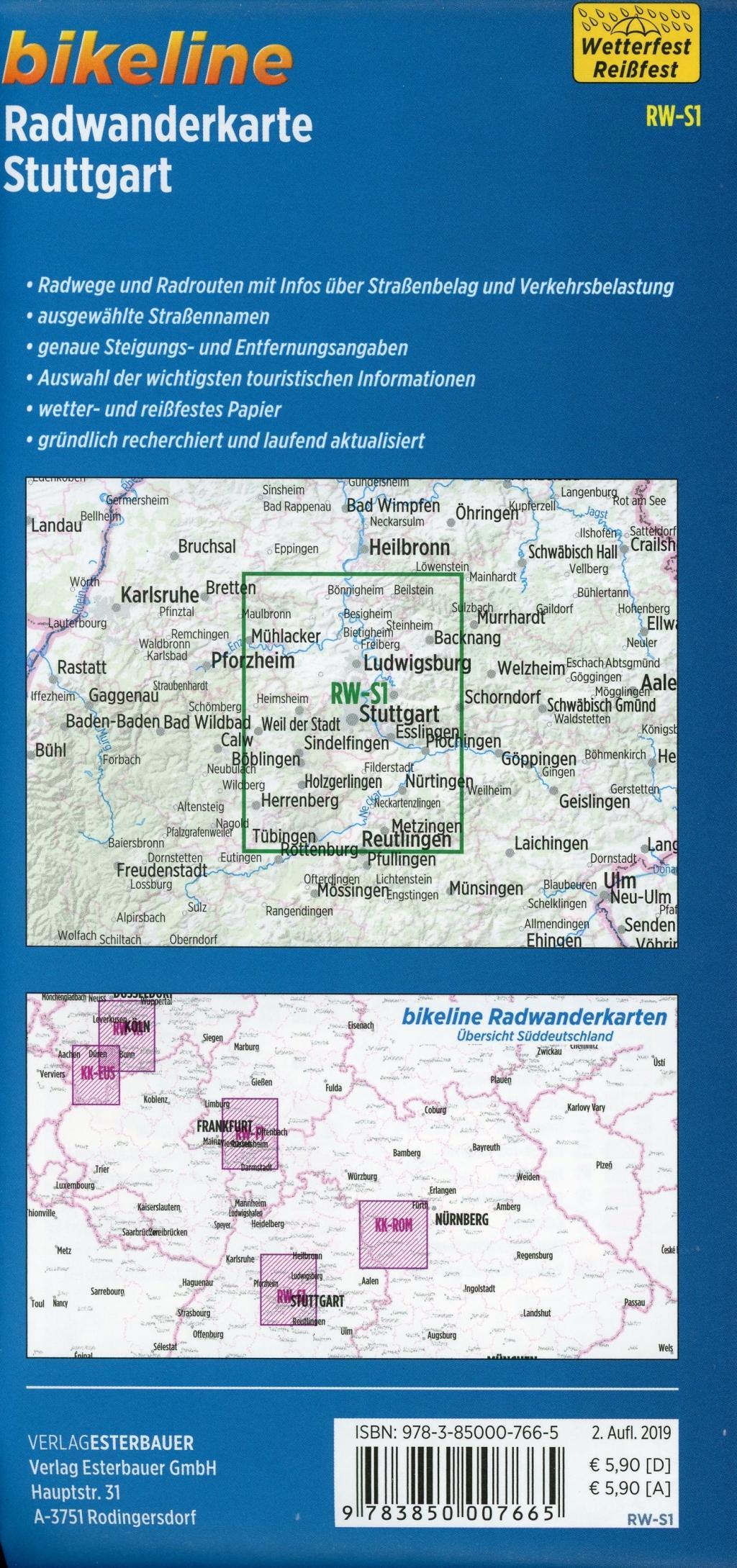 Beispielinhalt (Bild) Bikeline Radwanderkarte Stuttgart 1 : 60 000