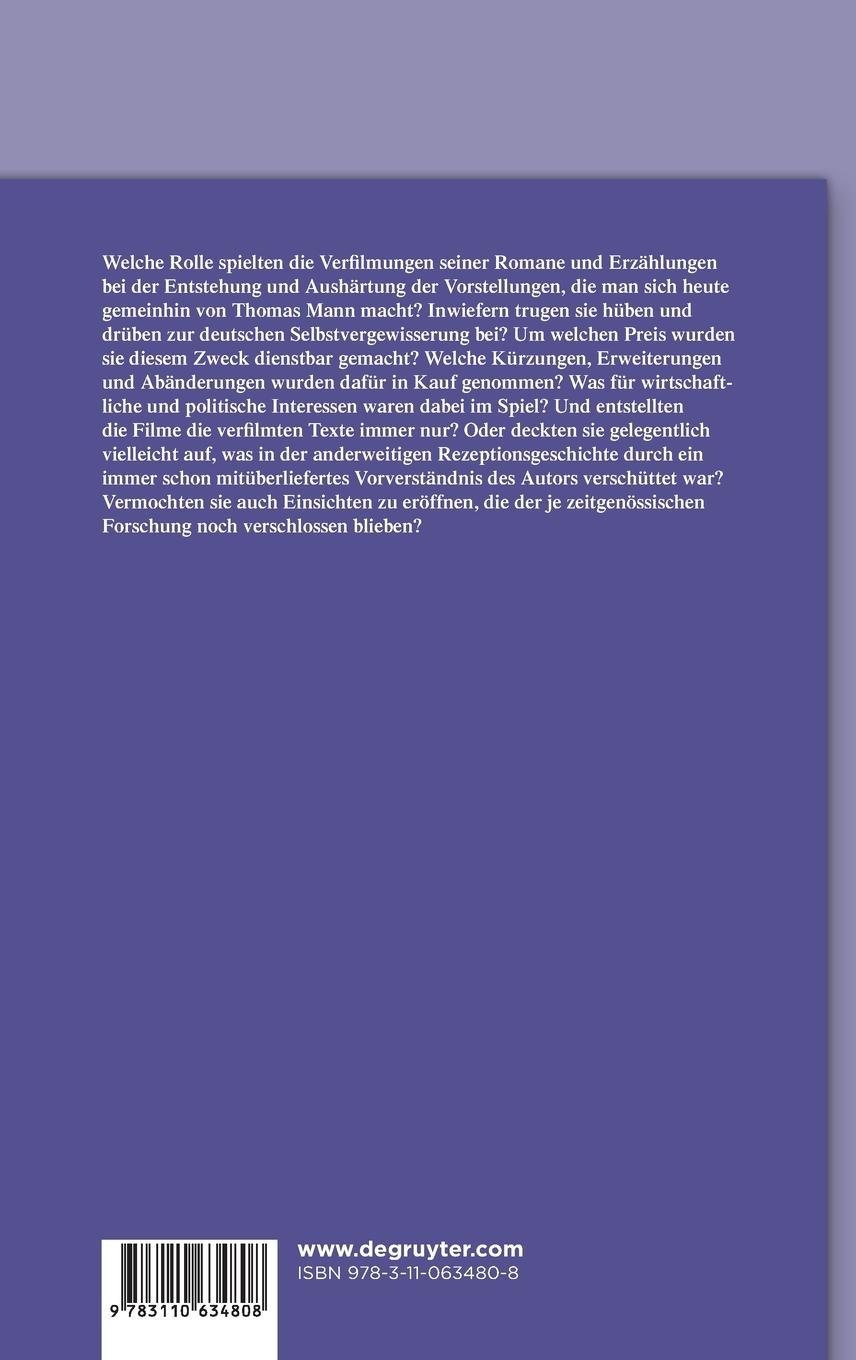 Rückseitencover Thomas Mann auf Leinwand und Bildschirm