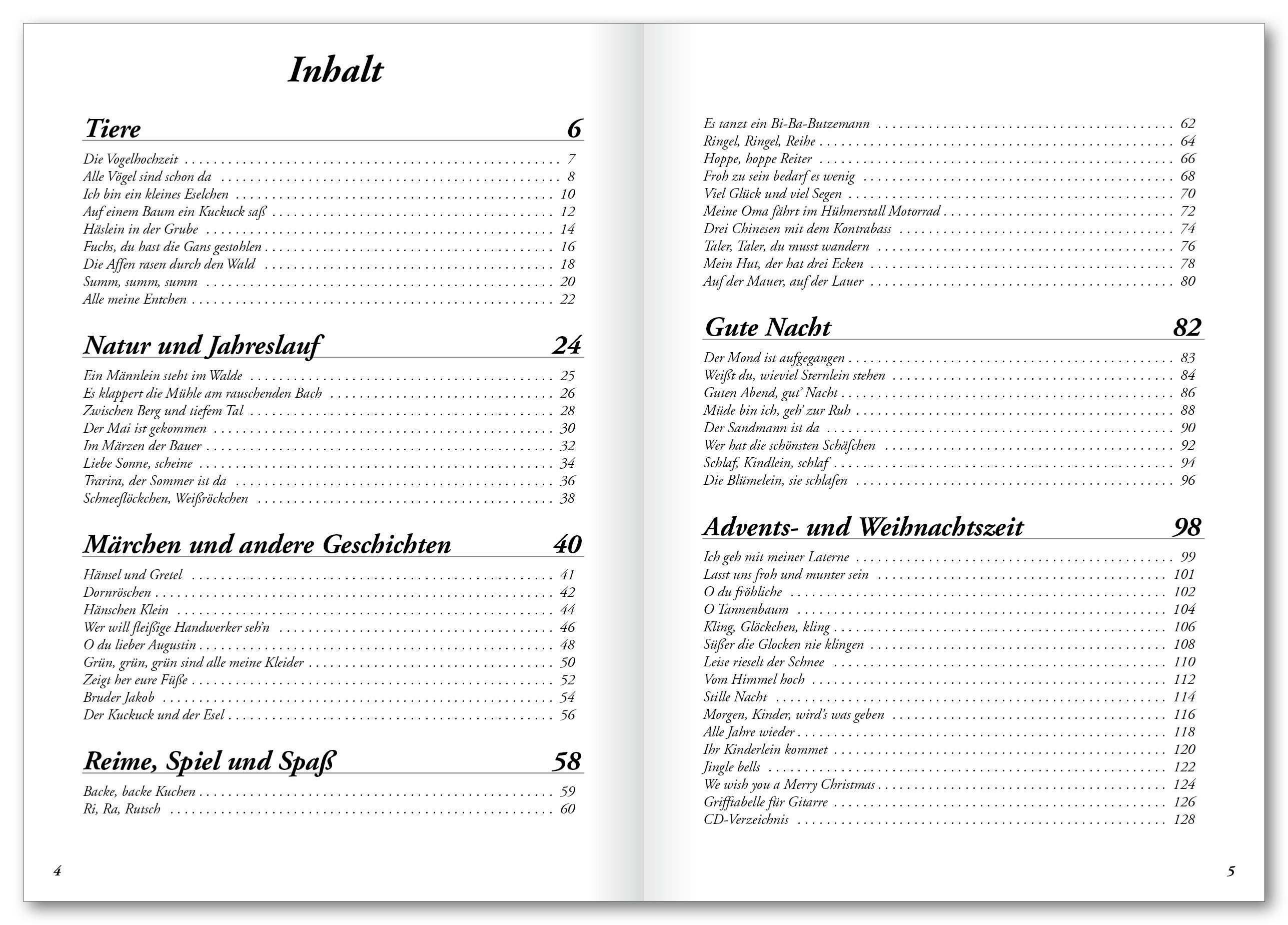 Beispielinhalt (Bild) Die wunderschönsten Kinderlieder (CD)