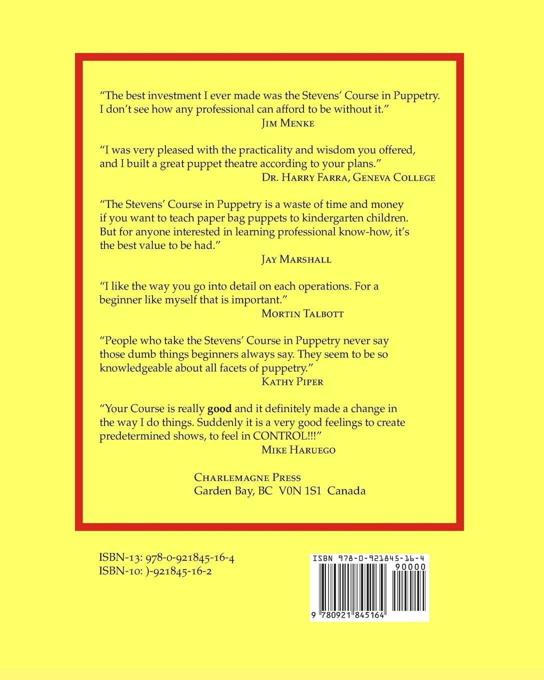 Rückseitencover Stevens' Course in Puppetry