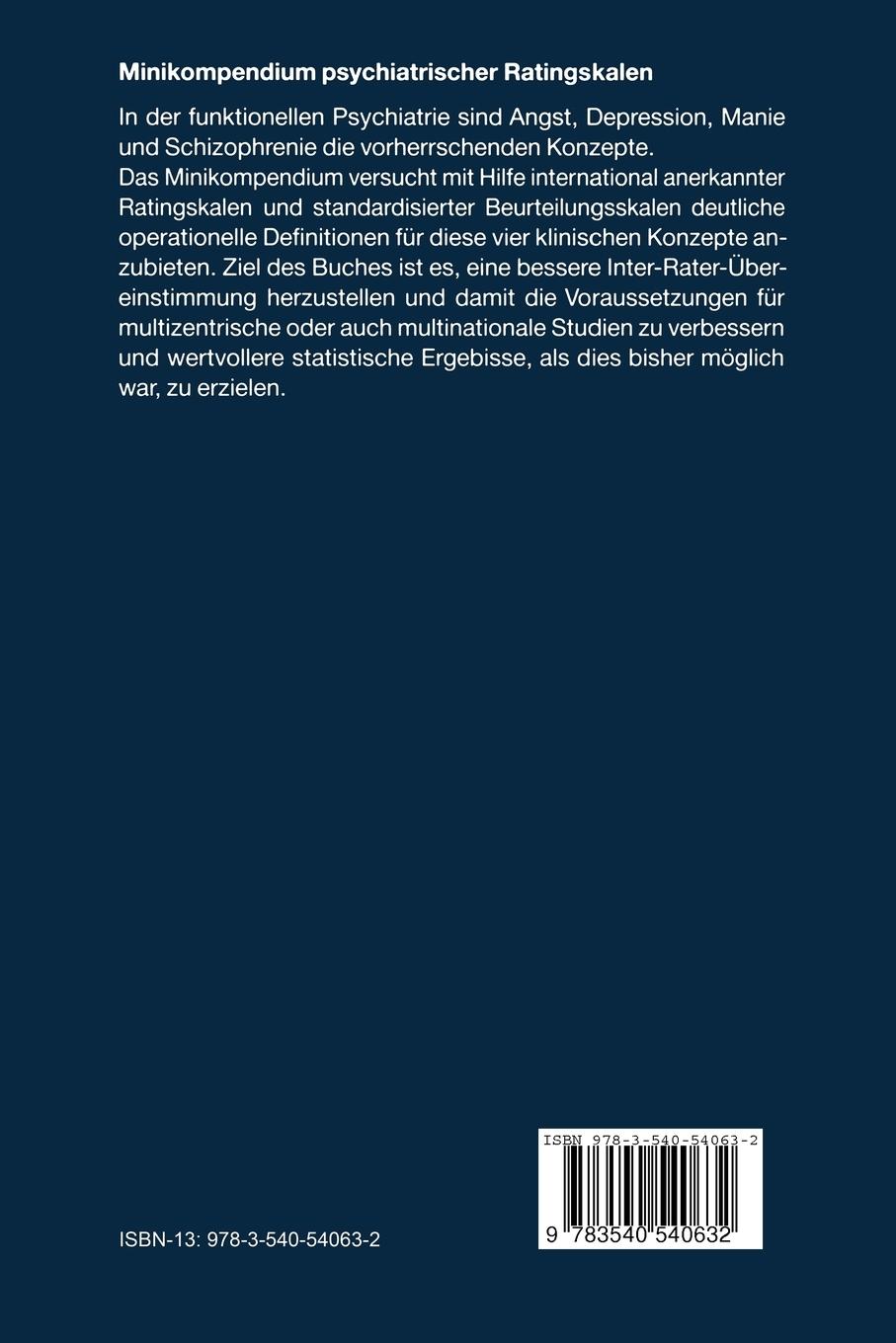 Rückseitencover Minikompendium psychiatrischer Ratingskalen
