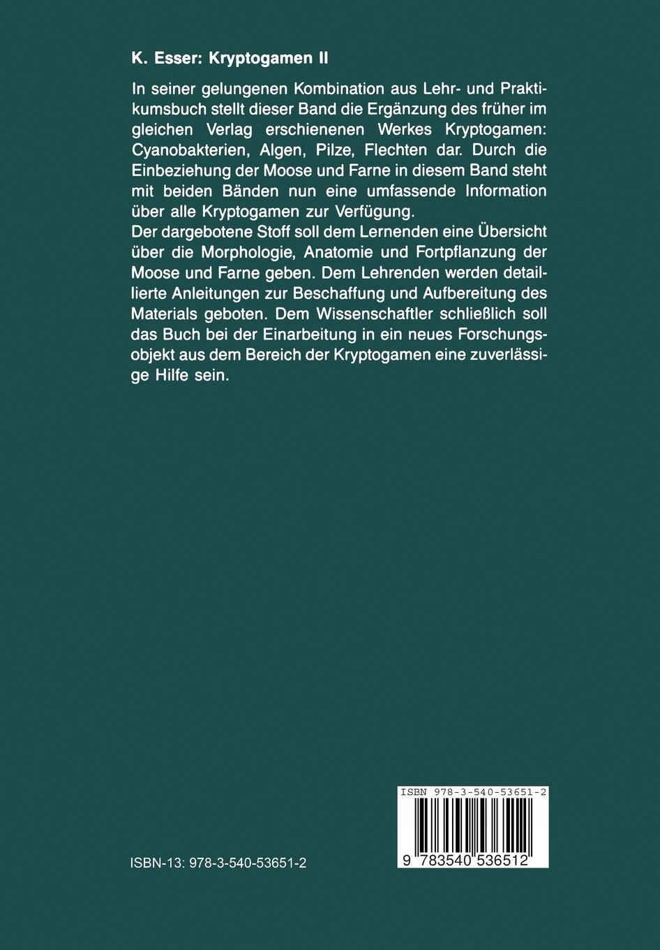 Rückseitencover Kryptogamen II Moose · Farne