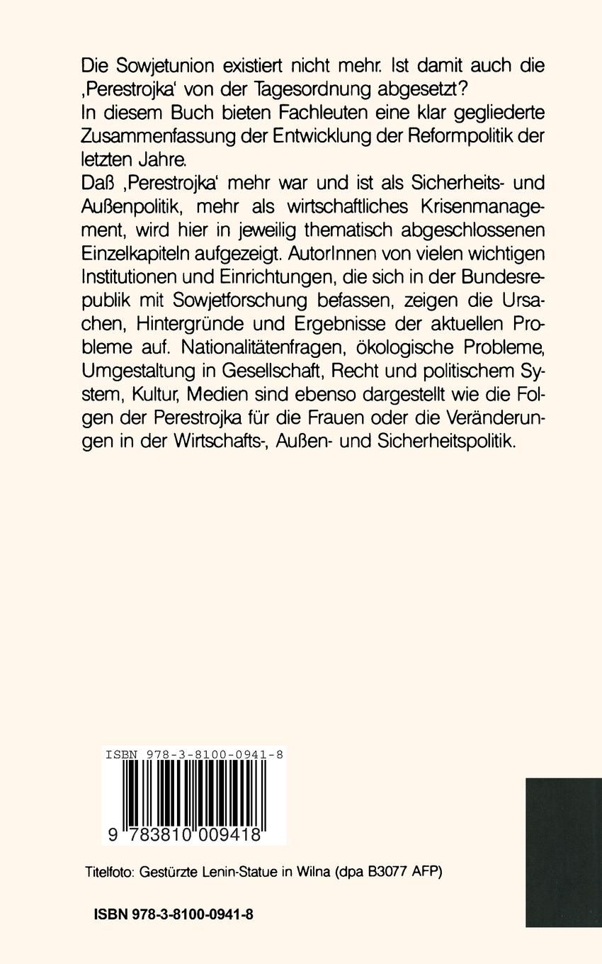 Rückseitencover Perestrojka passé?