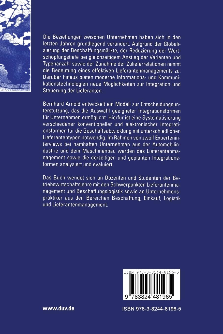 Rückseitencover Strategische Lieferantenintegration