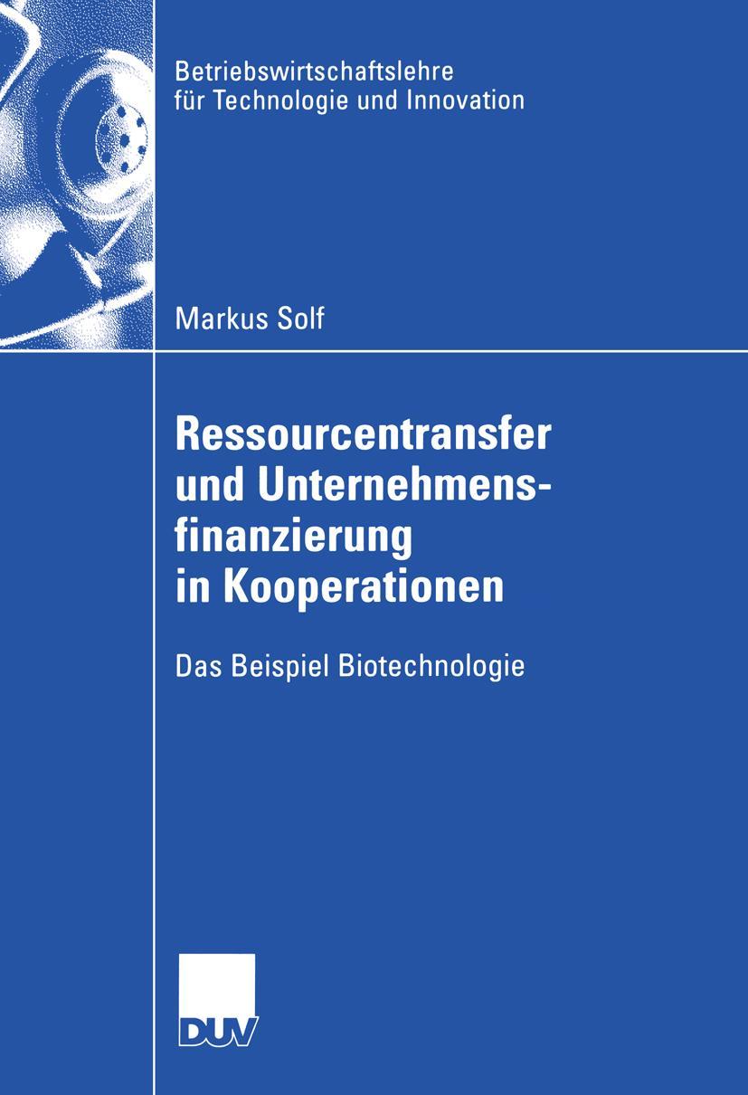 Vorderes Coverbild Ressourcentransfer und Unternehmensfinanzierung in Kooperationen