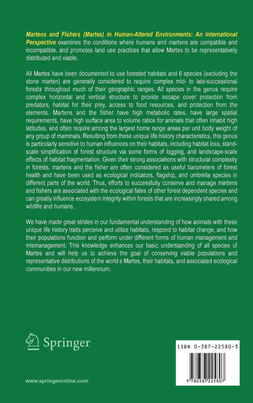 Rückseitencover Martens and Fishers (Martes) in Human-Altered Environments