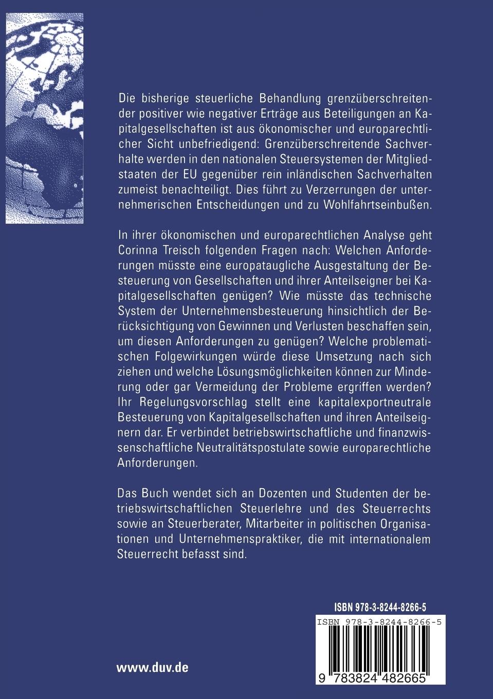 Rückseitencover Europataugliche Ausgestaltung der Unternehmensbesteuerung