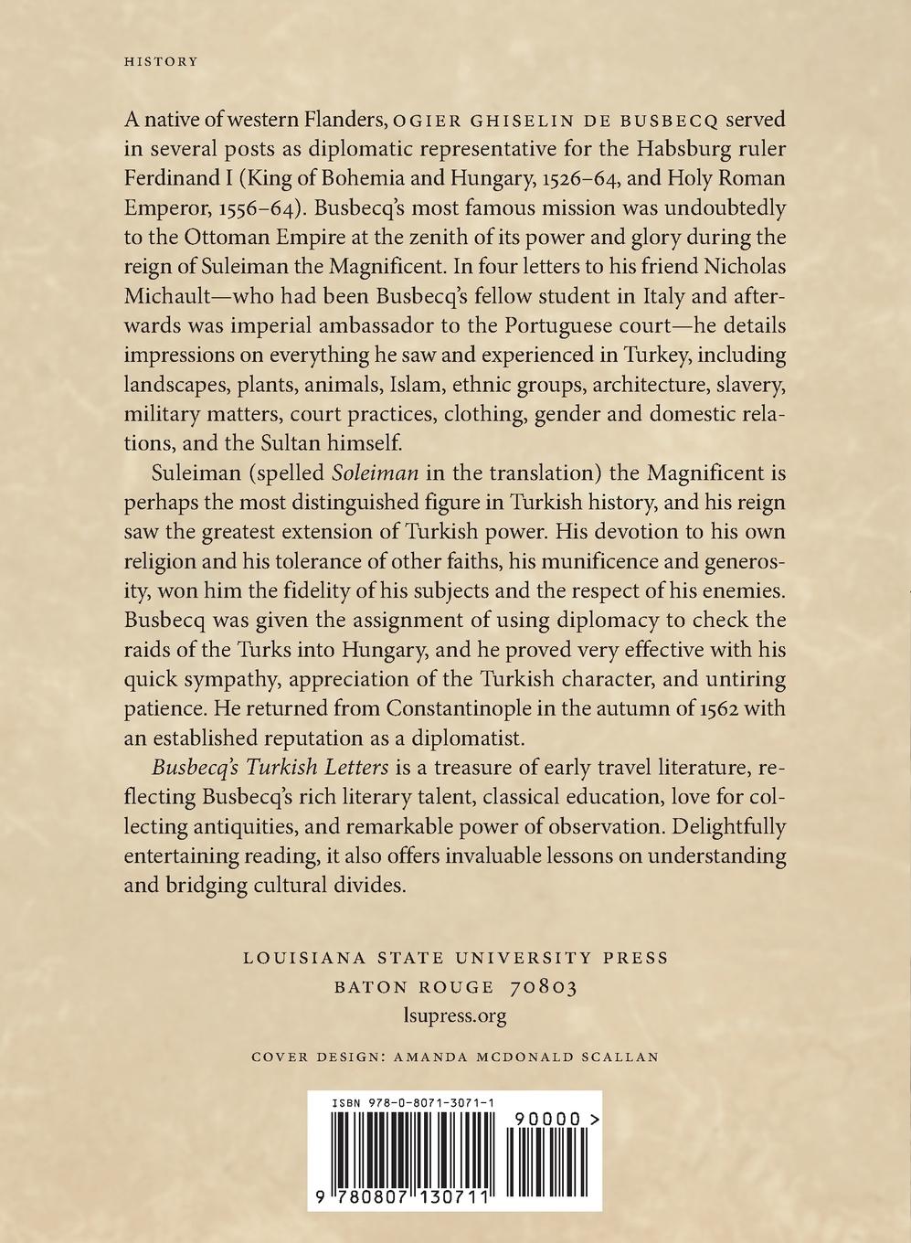 Rückseitencover Turkish Letters of Ogier Ghiselin de Busbecq