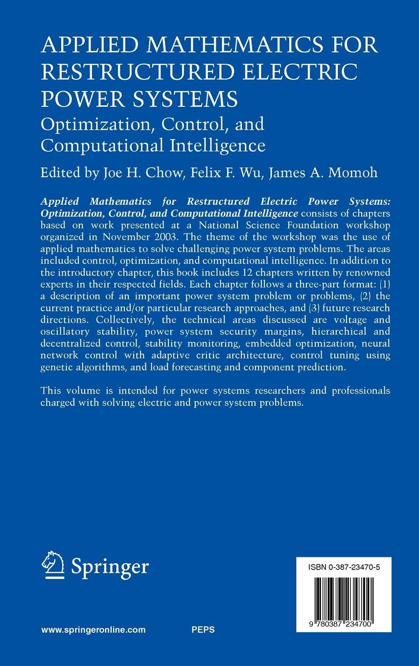 Rückseitencover Applied Mathematics for Restructured Electric Power Systems