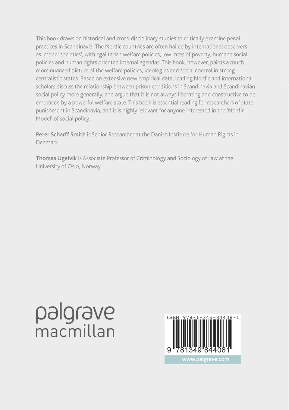 Rückseitencover Scandinavian Penal History, Culture and Prison Practice