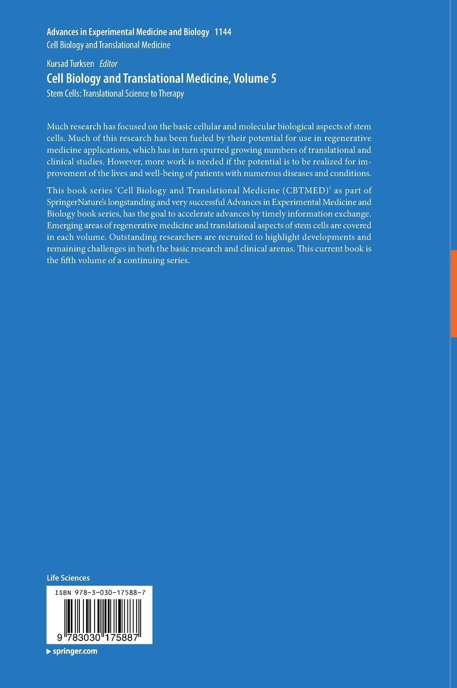 Rückseitencover Cell Biology and Translational Medicine, Volume 5