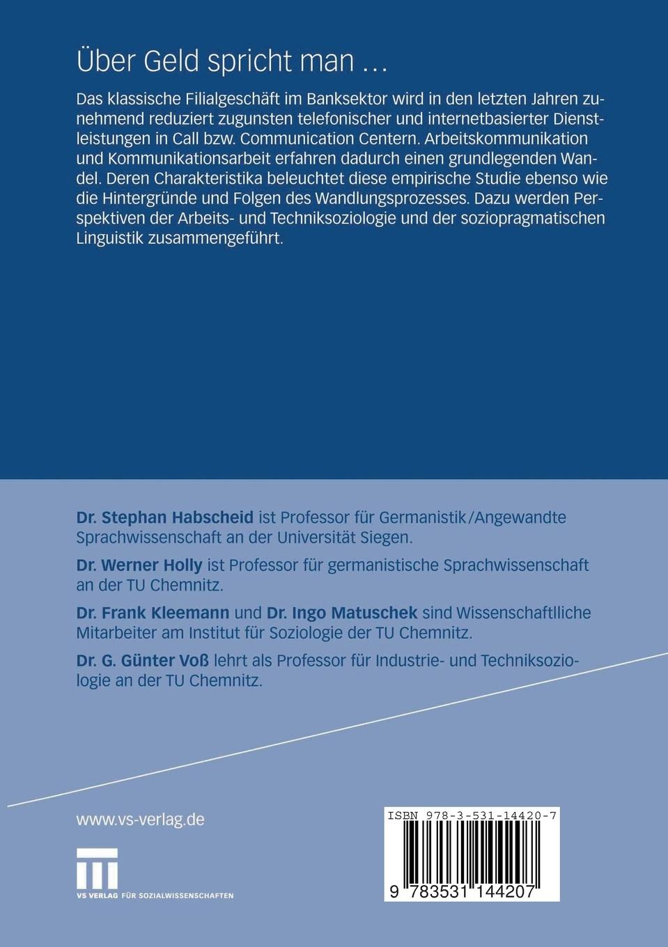 Rückseitencover Über Geld spricht man ...