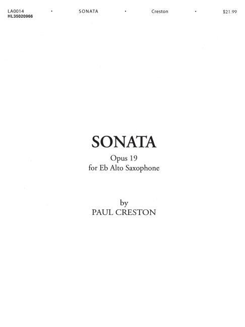 Vorderes Coverbild Sonata, Op. 19: For E-Flat Alto Saxophone