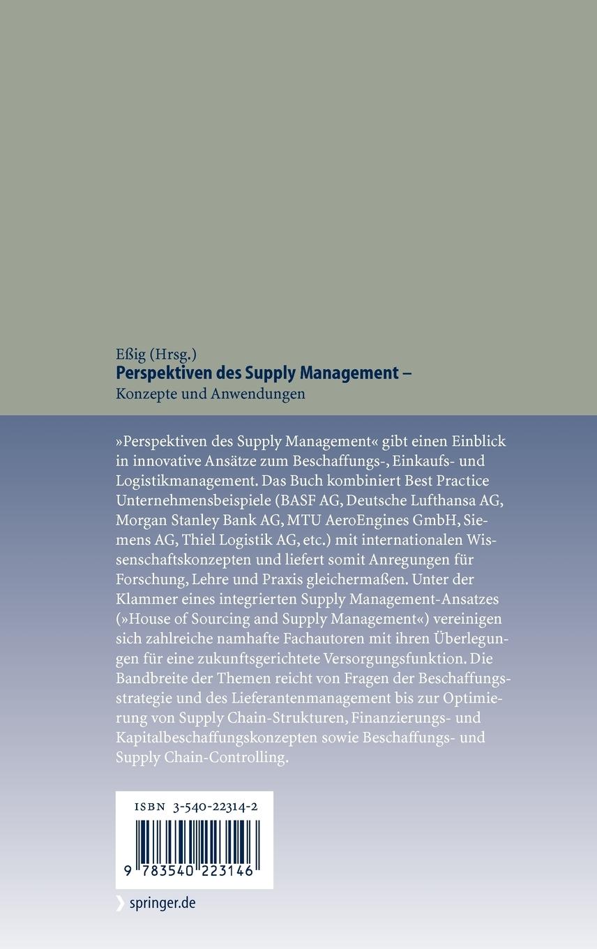 Rückseitencover Perspektiven des Supply Management