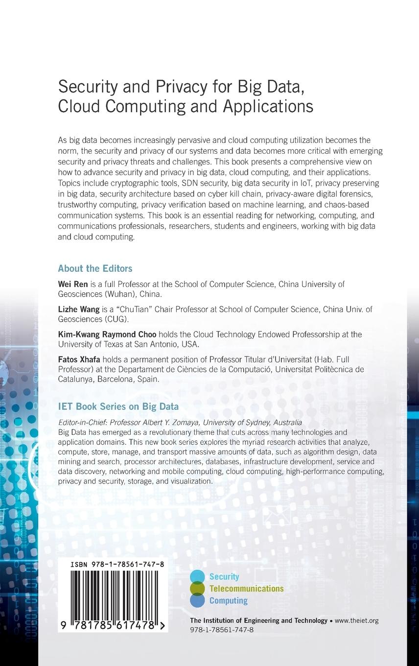 Rückseitencover Security and Privacy for Big Data, Cloud Computing and Applications
