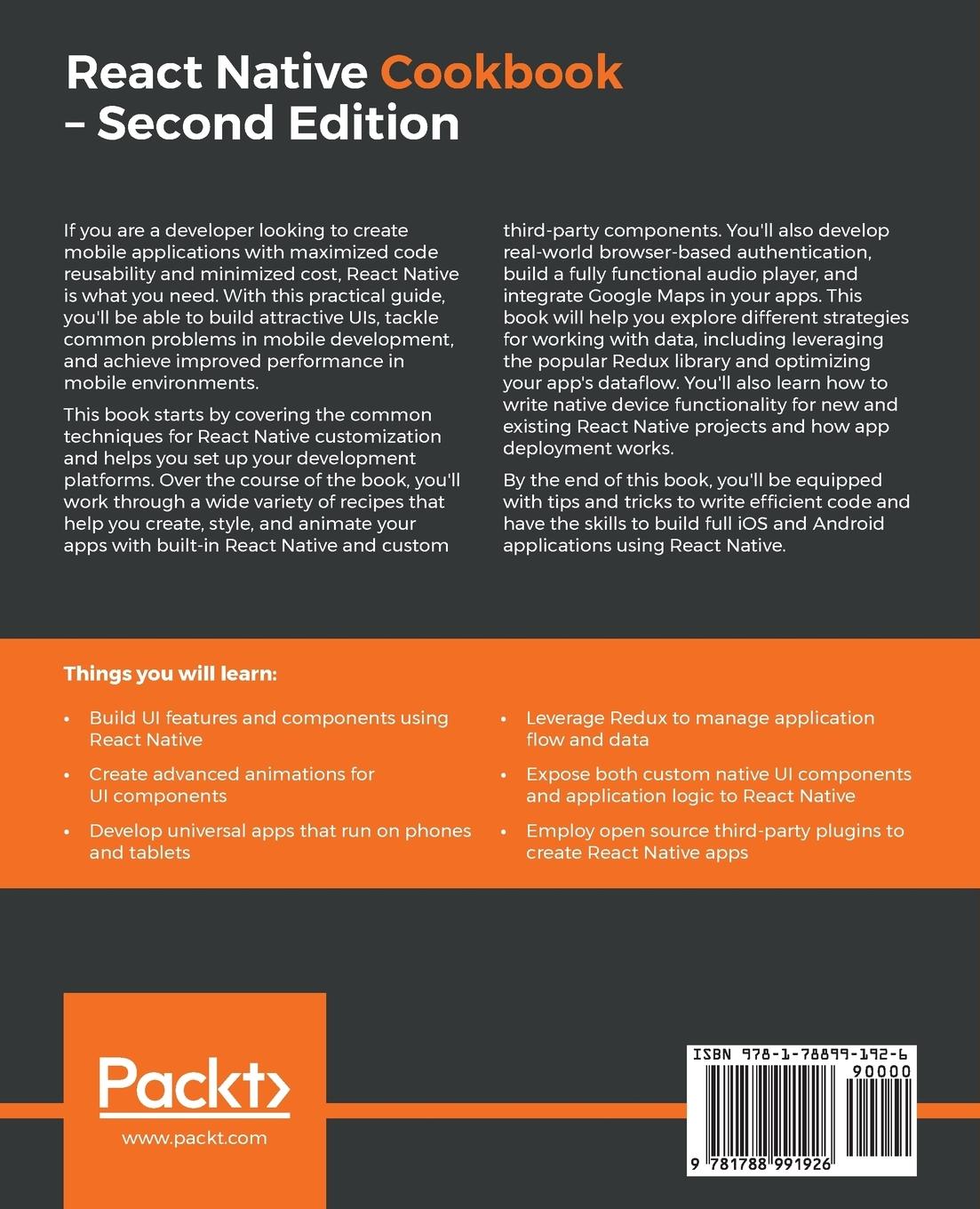 Rückseitencover React Native Cookbook - Second Edition