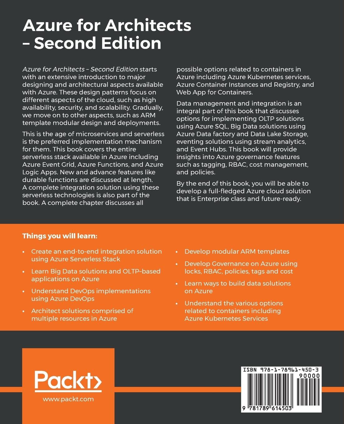 Rückseitencover Azure for Architects - Second Edition