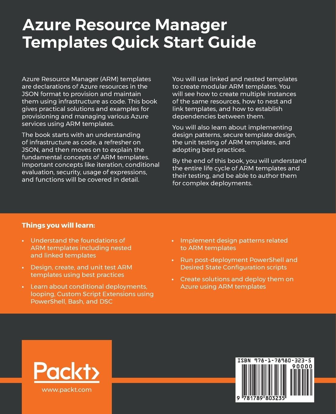 Rückseitencover Azure Resource Manager Templates Quick Start Guide