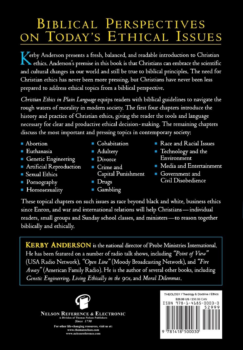 Rückseitencover Christian Ethics in Plain Language
