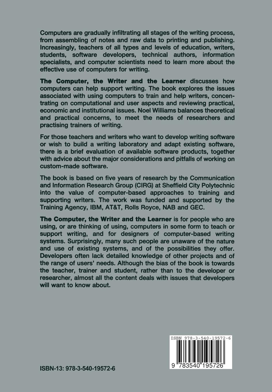 Rückseitencover The Computer, the Writer and the Learner