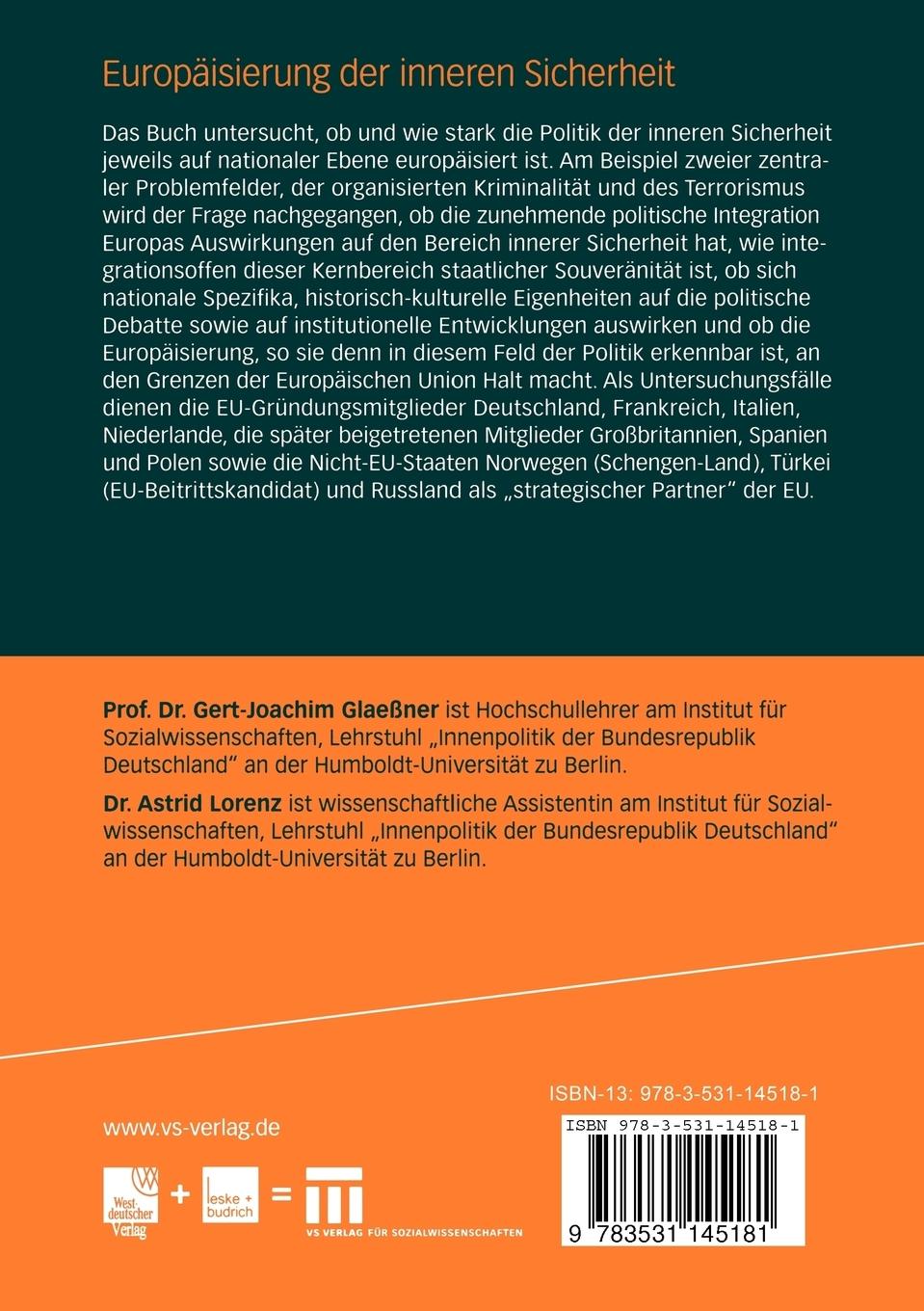 Rückseitencover Europäisierung der inneren Sicherheit