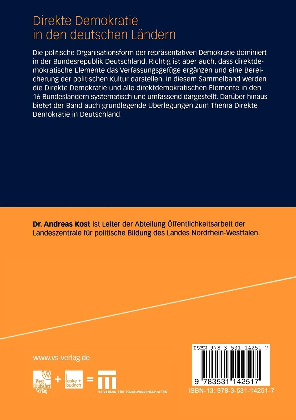Rückseitencover Direkte Demokratie in den deutschen Ländern