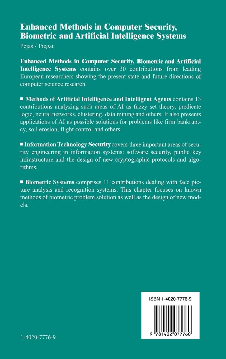 Rückseitencover Enhanced Methods in Computer Security, Biometric and Artificial Intelligence Systems