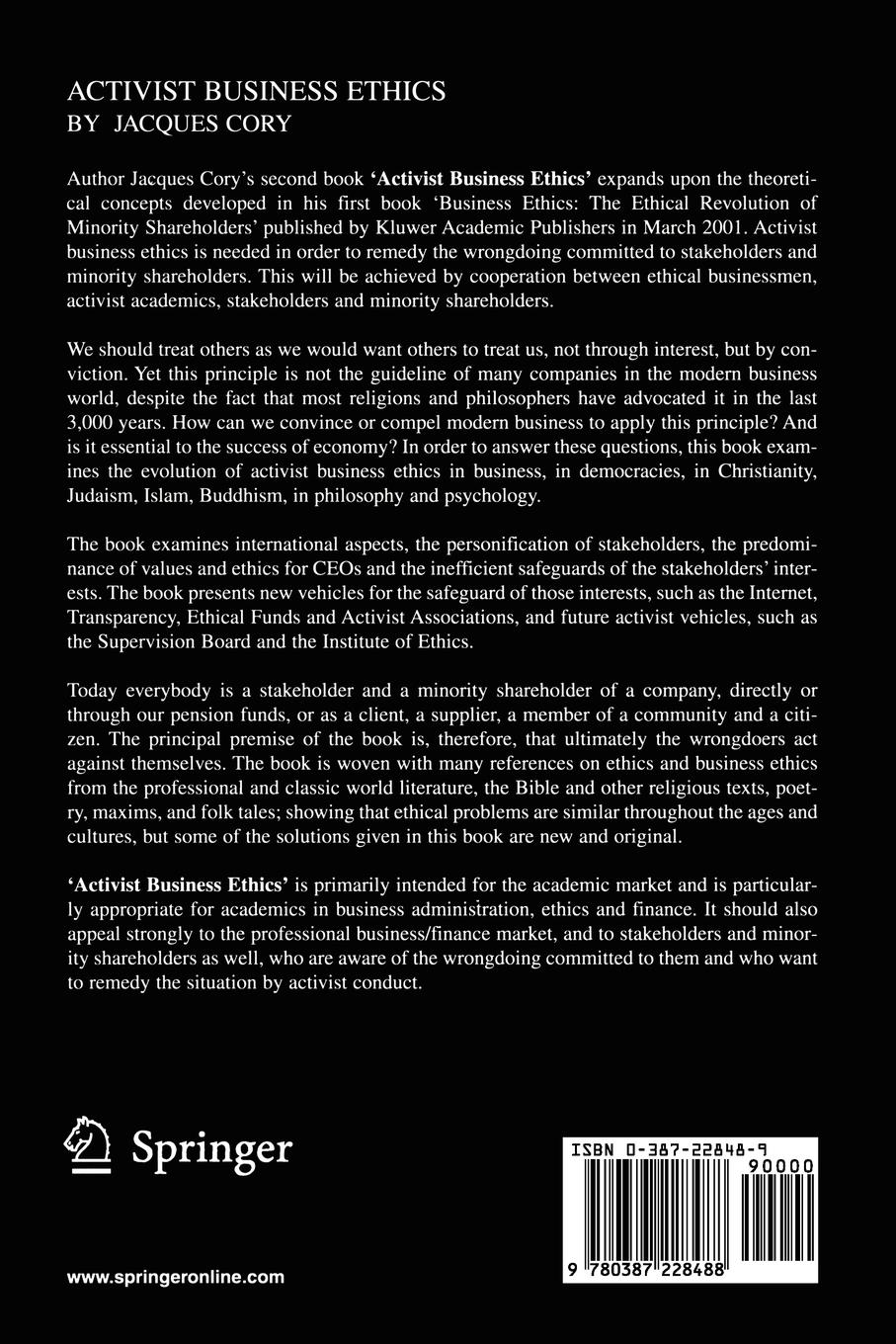 Rückseitencover Activist Business Ethics