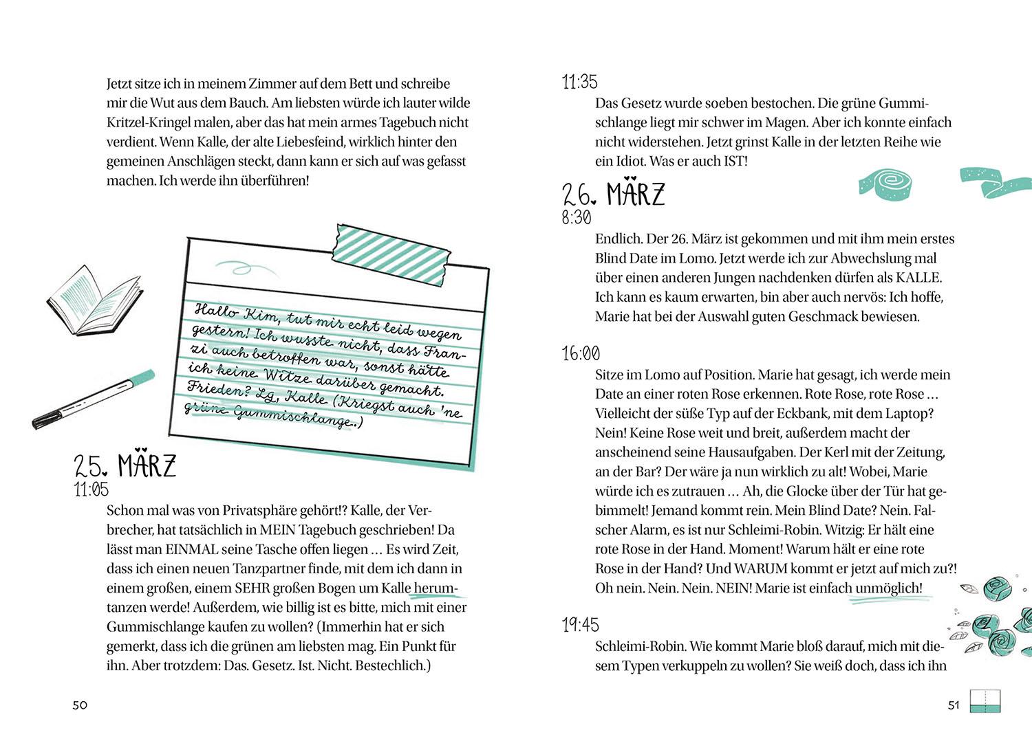 Beispielinhalt (Bild) Die drei !!!, Kims Tagebuch