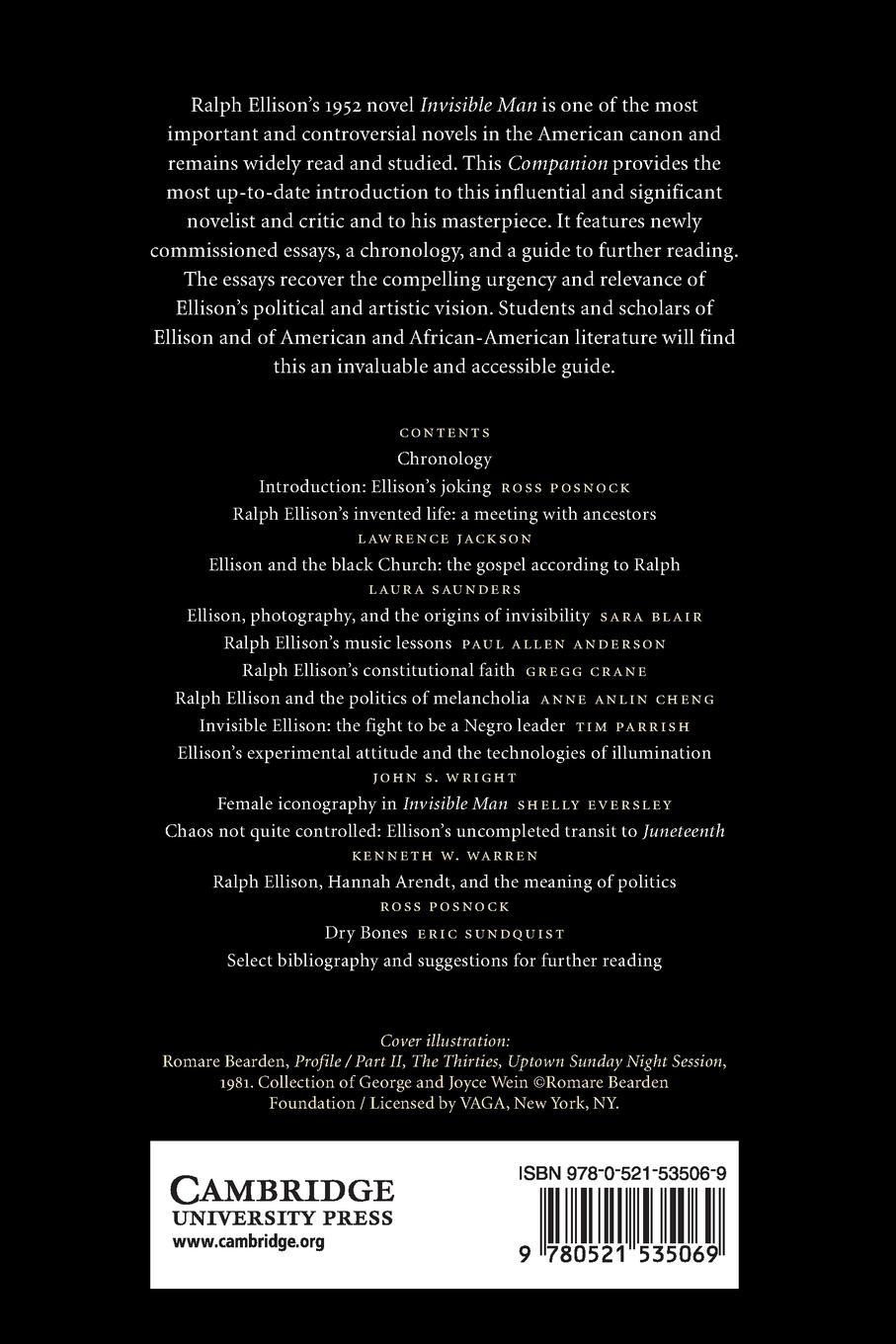Rückseitencover The Cambridge Companion to Ralph Ellison