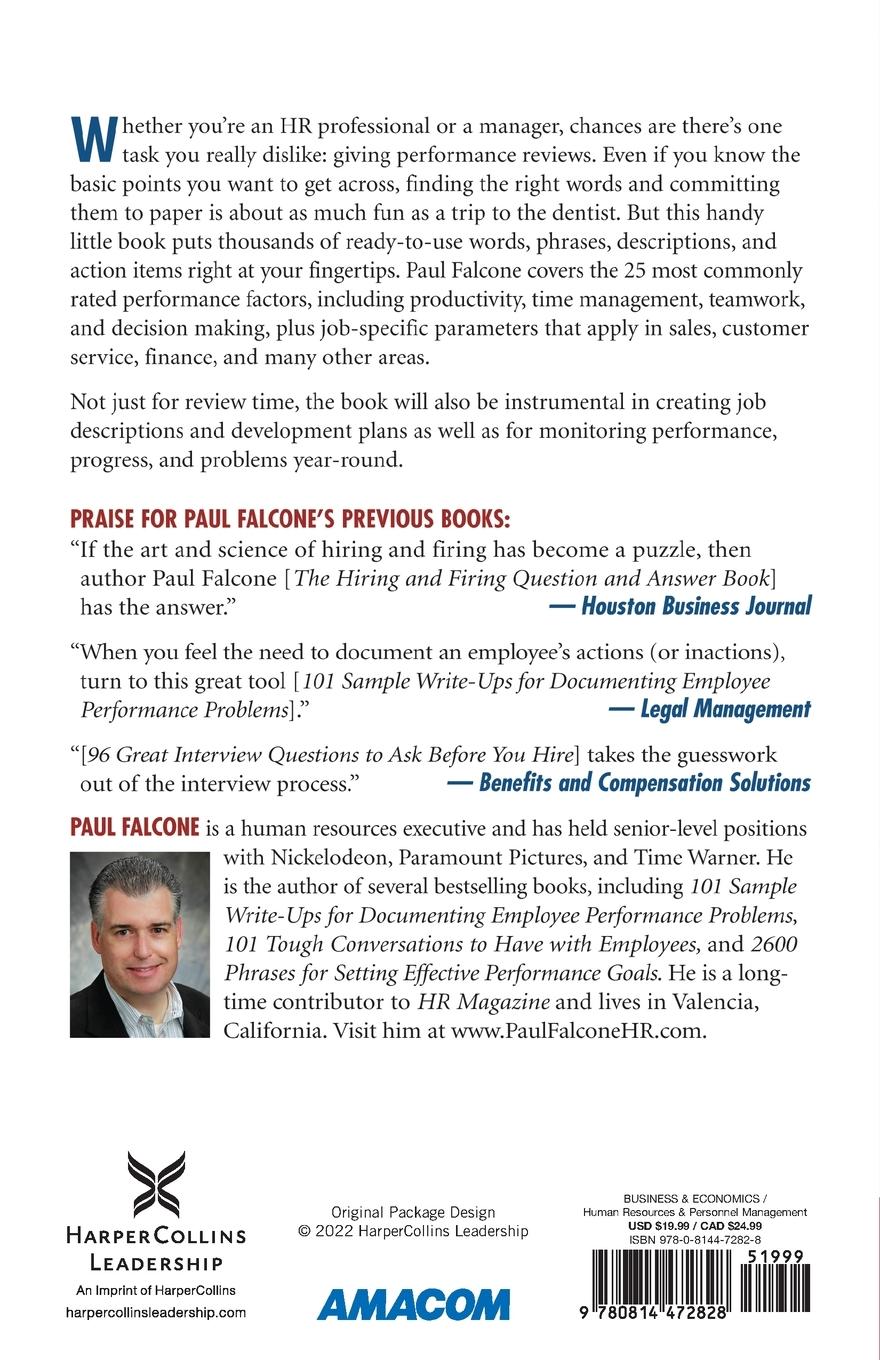 Rückseitencover The 2600 Phrases for Effective Performance Reviews