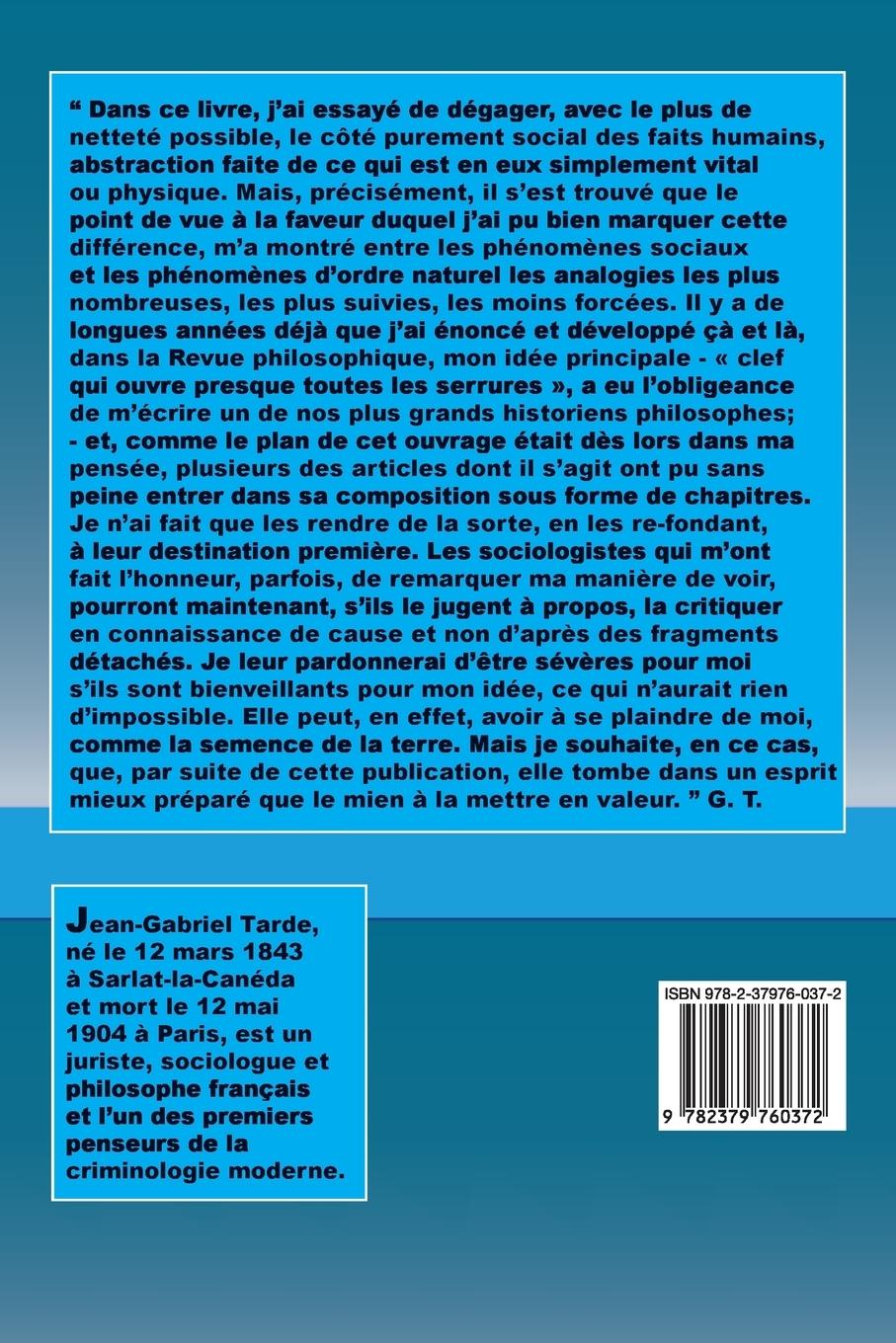 Rückseitencover Les lois de l'imitation