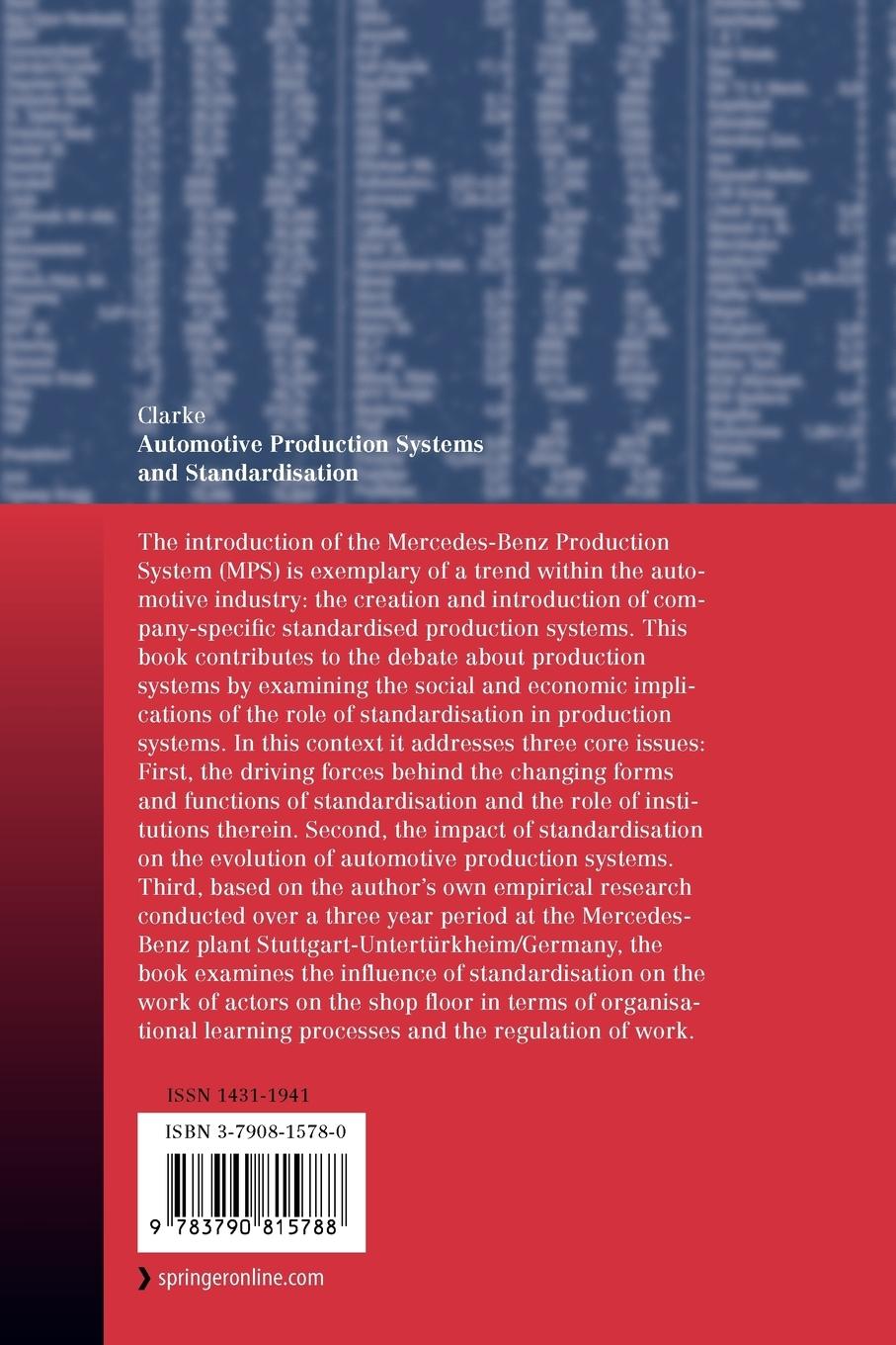 Rückseitencover Automotive Production Systems and Standardisation