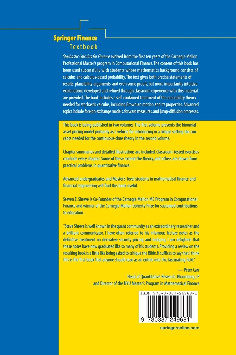 Rückseitencover Stochastic Calculus for Finance I