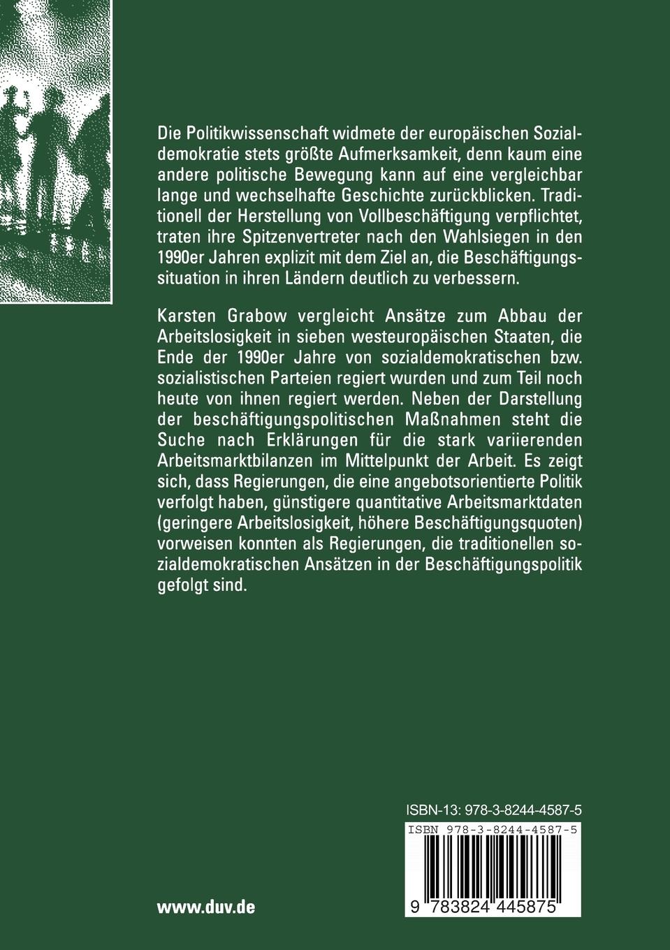 Rückseitencover Die westeuropäische Sozialdemokratie in der Regierung