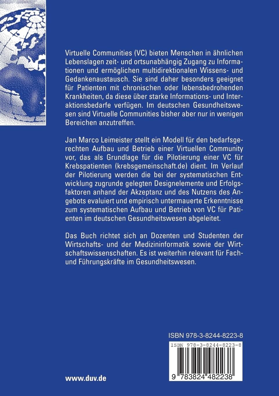 Rückseitencover Virtuelle Communities für Patienten