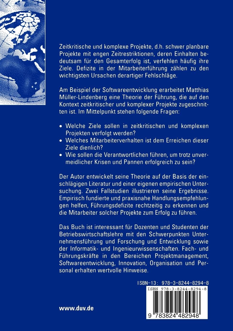 Rückseitencover Führung in zeitkritischen und komplexen Projekten