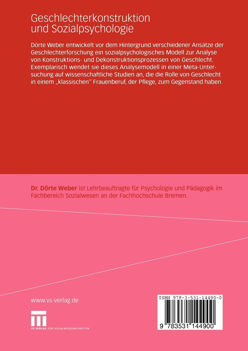 Rückseitencover Geschlechterkonstruktion und Sozialpsychologie