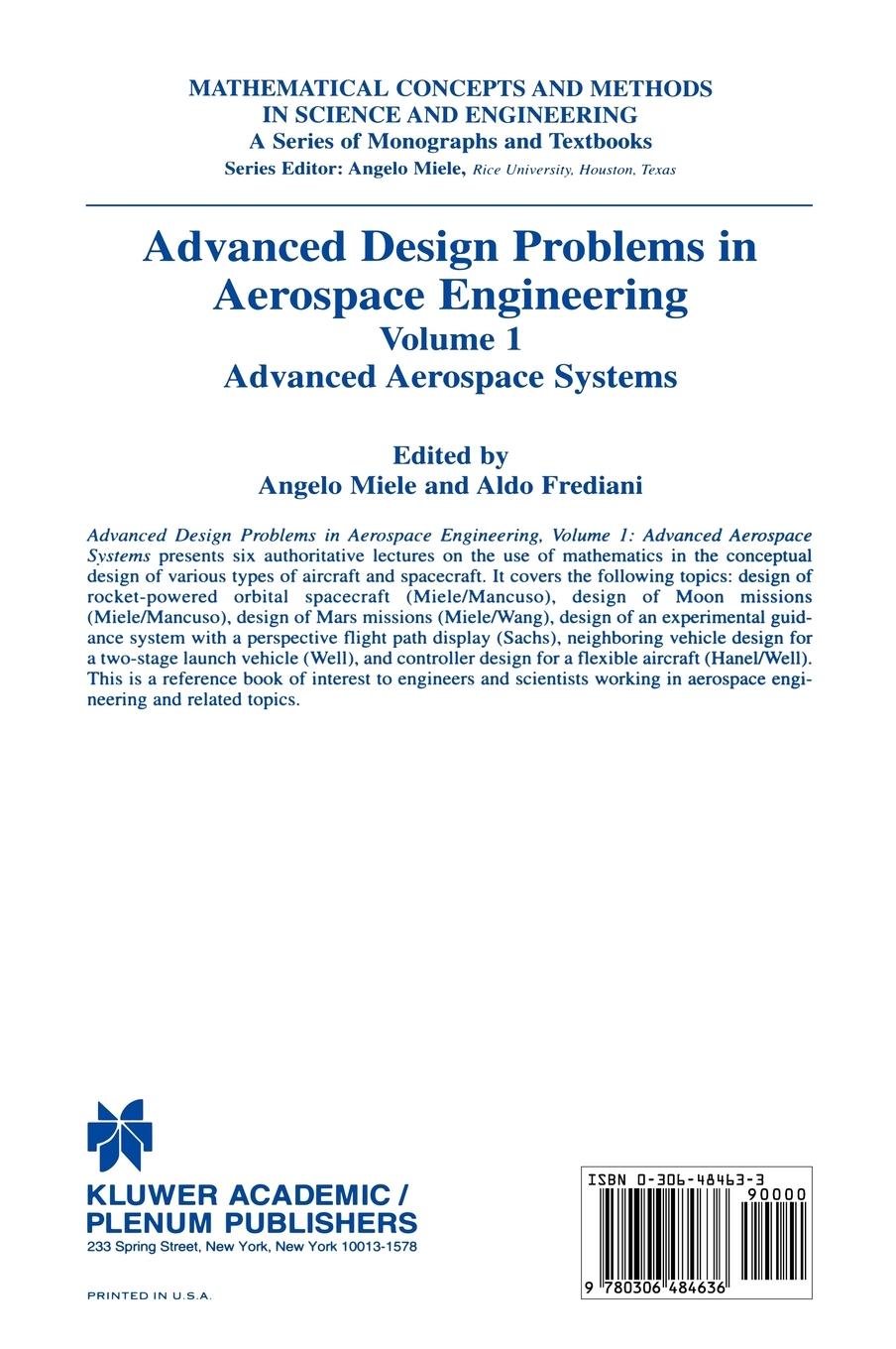 Rückseitencover Advanced Design Problems in Aerospace Engineering